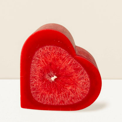 Red pohutakawa heart candle